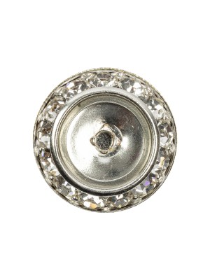 Vintage Crystal Rhinestones and Silver Metal Sawtooth Edge Shank Back Button With No Center – 34L/21.5mm Vintage Crystal Rhinestones and Silver Metal Sawtooth Edge Shank Back Button With No Center – 34L/21.5mm