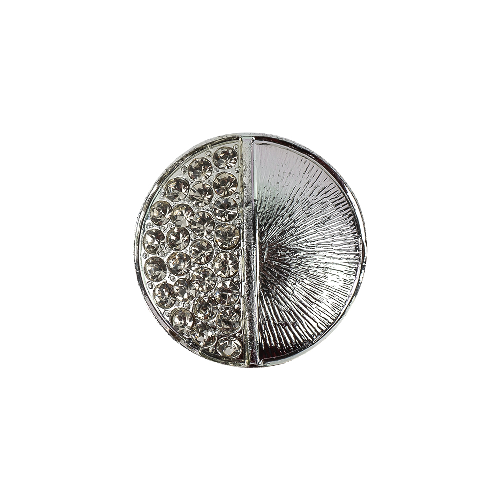 Vintage Silver Textured Shank Back Metal Button with Clustered Crystal Rhinestones – 32L/20mm Vintage Silver Textured Shank Back Metal Button with Clustered Crystal Rhinestones – 32L/20mm