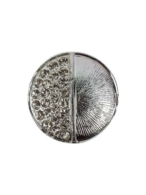 Vintage Silver Textured Shank Back Metal Button with Clustered Crystal Rhinestones – 32L/20mm Vintage Silver Textured Shank Back Metal Button with Clustered Crystal Rhinestones – 32L/20mm