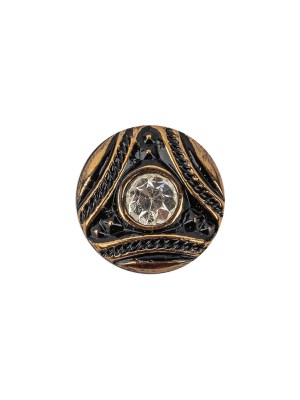 Vintage Antique Gold and Black Shank Back Glass Button with Rhinestone Core – 22L/14mm Vintage Antique Gold and Black Shank Back Glass Button with Rhinestone Core – 22L/14mm