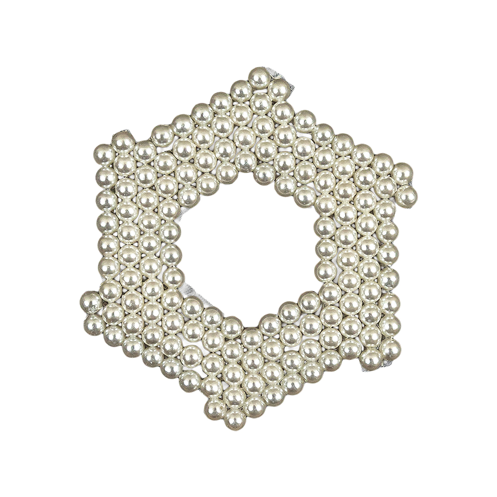 Vintage White Faux Pearls Hexagon Beaded Applique – 3.125″ Vintage White Faux Pearls Hexagon Beaded Applique – 3.125″