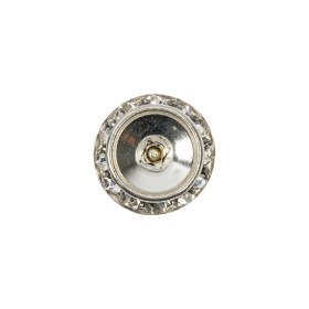 Vintage Crystal Rhinestones and Silver Metal Shank Back Button With No Center – 24L/15mm Vintage Crystal Rhinestones and Silver Metal Shank Back Button With No Center – 24L/15mm