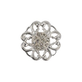 Vintage Swarovski Crystal Rhinestones and Silver Metal Open Framework Shank Button – 34L/21.5mm Vintage Swarovski Crystal Rhinestones and Silver Metal Open Framework Shank Button – 34L/21.5mm