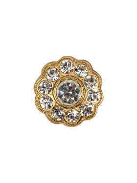 Vintage Swarovski Crystal and Gold Floral Shank Back Rhinestone Button – 25L/16mm Vintage Swarovski Crystal and Gold Floral Shank Back Rhinestone Button – 25L/16mm