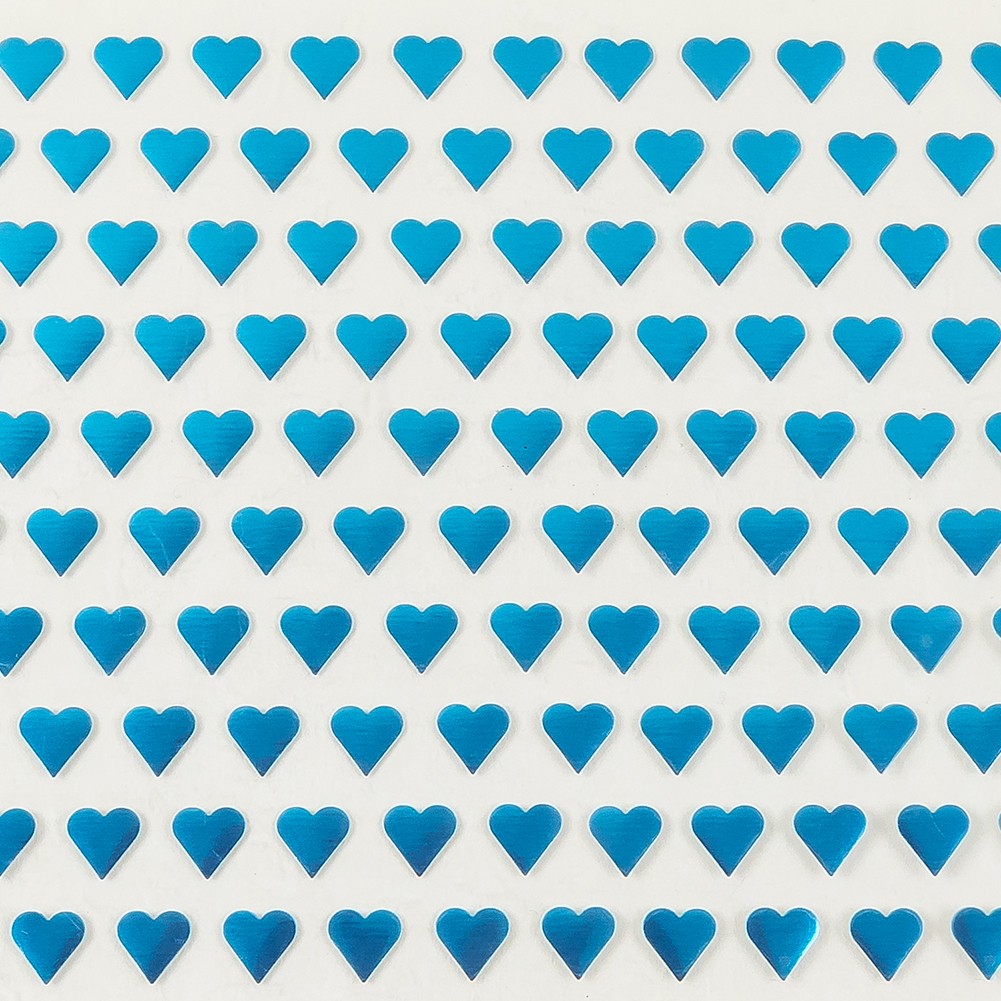 Vintage Metallic Turquoise Hearts Iron-On Film - 4"