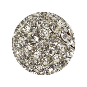 Vintage Swarovski Clustered Crystal Rhinestones and Shiny Silver Metal Circular Shank Back Button – 28L/18mm Vintage Swarovski Clustered Crystal Rhinestones and Shiny Silver Metal Circular Shank Back Button – 28L/18mm