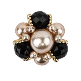 Vintage Swarovski Black, Pearl and Gold Floral Ornate Shank Back Button – 48L/30.5mm Vintage Swarovski Black, Pearl and Gold Floral Ornate Shank Back Button – 48L/30.5mm