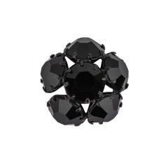 Vintage Swarovski Jet Rhinestones and Jet Plated Metal Floral Shank Back Button – 38L/24mm Vintage Swarovski Jet Rhinestones and Jet Plated Metal Floral Shank Back Button – 38L/24mm