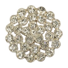 Vintage Crystal Rhinestones Silver Metal Open Framework Sew on Button – 58L/37mm Vintage Crystal Rhinestones Silver Metal Open Framework Sew on Button – 58L/37mm