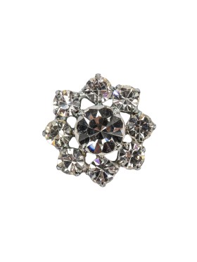 Vintage Swarovski Crystal Rhinestones and Silver Metal Floral Shank Back Button – 30L/19mm Vintage Swarovski Crystal Rhinestones and Silver Metal Floral Shank Back Button – 30L/19mm