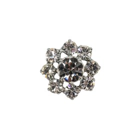 Vintage Swarovski Crystal Rhinestones and Silver Metal Floral Shank Back Button – 30L/19mm Vintage Swarovski Crystal Rhinestones and Silver Metal Floral Shank Back Button – 30L/19mm