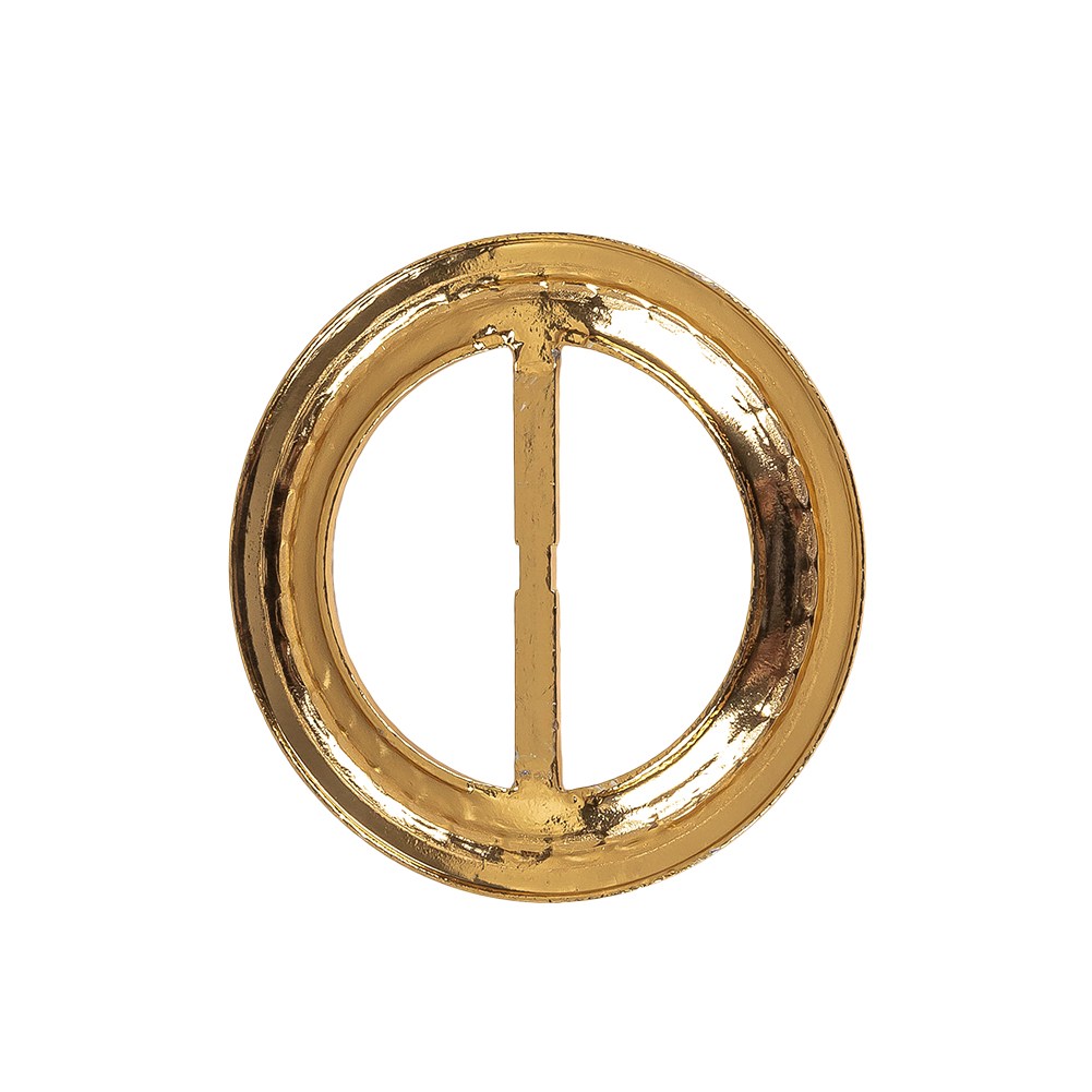 Vintage Gold Classical Swirls Round Slider with Faceted Silver Band - 2.375" x 2.375"