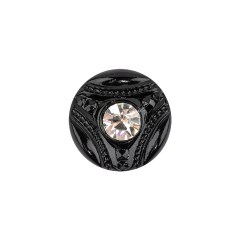 Vintage Crystal and Black Classical Shank Back Glass Button with Rhinestone Core – 28L/18mm Vintage Crystal and Black Classical Shank Back Glass Button with Rhinestone Core – 28L/18mm