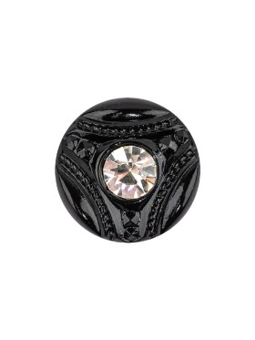 Vintage Crystal and Black Classical Shank Back Glass Button with Rhinestone Core – 28L/18mm Vintage Crystal and Black Classical Shank Back Glass Button with Rhinestone Core – 28L/18mm