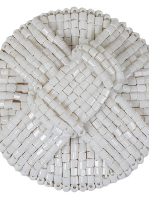 Vintage White Cross Seed Beaded Shank Back Button – 66L/42mm Vintage White Cross Seed Beaded Shank Back Button – 66L/42mm