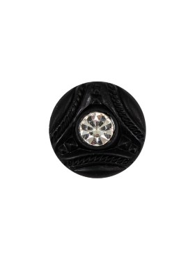 Vintage Matte Black Shank Back Glass Button with Rhinestone Core – 22L/14mm Vintage Matte Black Shank Back Glass Button with Rhinestone Core – 22L/14mm