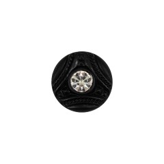 Vintage Matte Black Shank Back Glass Button with Rhinestone Core – 22L/14mm Vintage Matte Black Shank Back Glass Button with Rhinestone Core – 22L/14mm