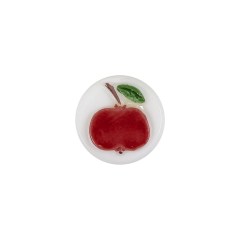 Vintage White and Red Apple Painted Shank Back Glass Button – 22L/14mm Vintage White and Red Apple Painted Shank Back Glass Button – 22L/14mm