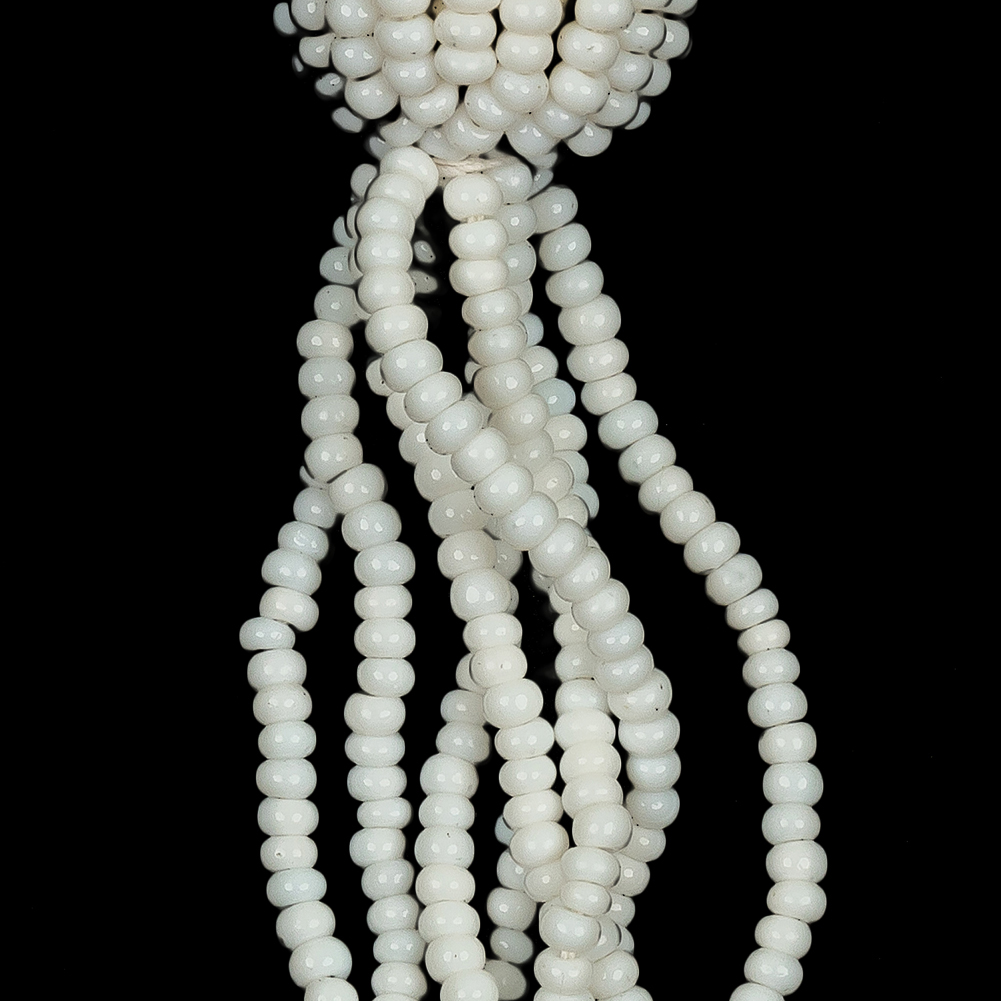 Vintage White Glass Beaded Tassel Ornament - 2.25" x 0.5625"