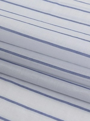 White and Delft Pencil Stripes Cotton Shirting White and Delft Pencil Stripes Cotton Shirting