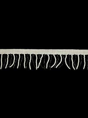 Vintage White and Black Chop Beaded Chainette Fringe – 1″ Vintage White and Black Chop Beaded Chainette Fringe – 1″