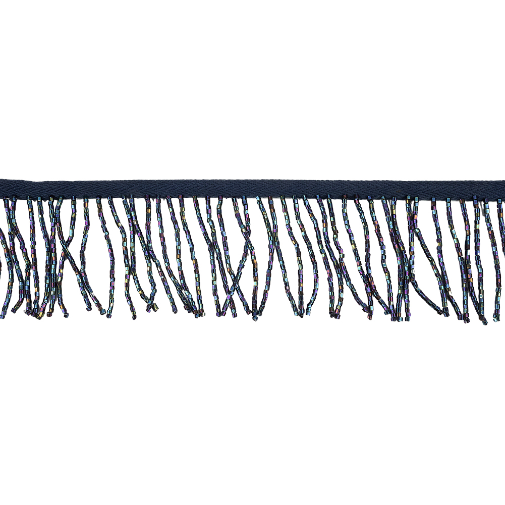Vintage Blue and Blue Iris Chop Beaded Chainette Fringe – 2″ Vintage Blue and Blue Iris Chop Beaded Chainette Fringe – 2″