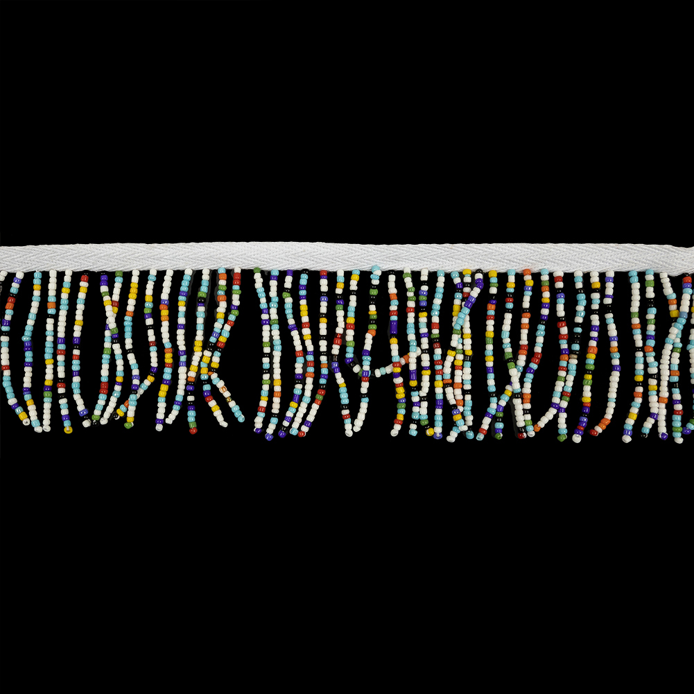 Vintage Opaque Multi and White Seed Beaded Chainette Fringe – 2″ Vintage Opaque Multi and White Seed Beaded Chainette Fringe – 2″