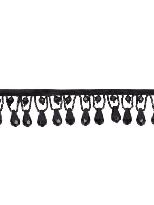 Vintage Black Teardrops and Seed Beaded Fringe Trim – 1.375″ Vintage Black Teardrops and Seed Beaded Fringe Trim – 1.375″