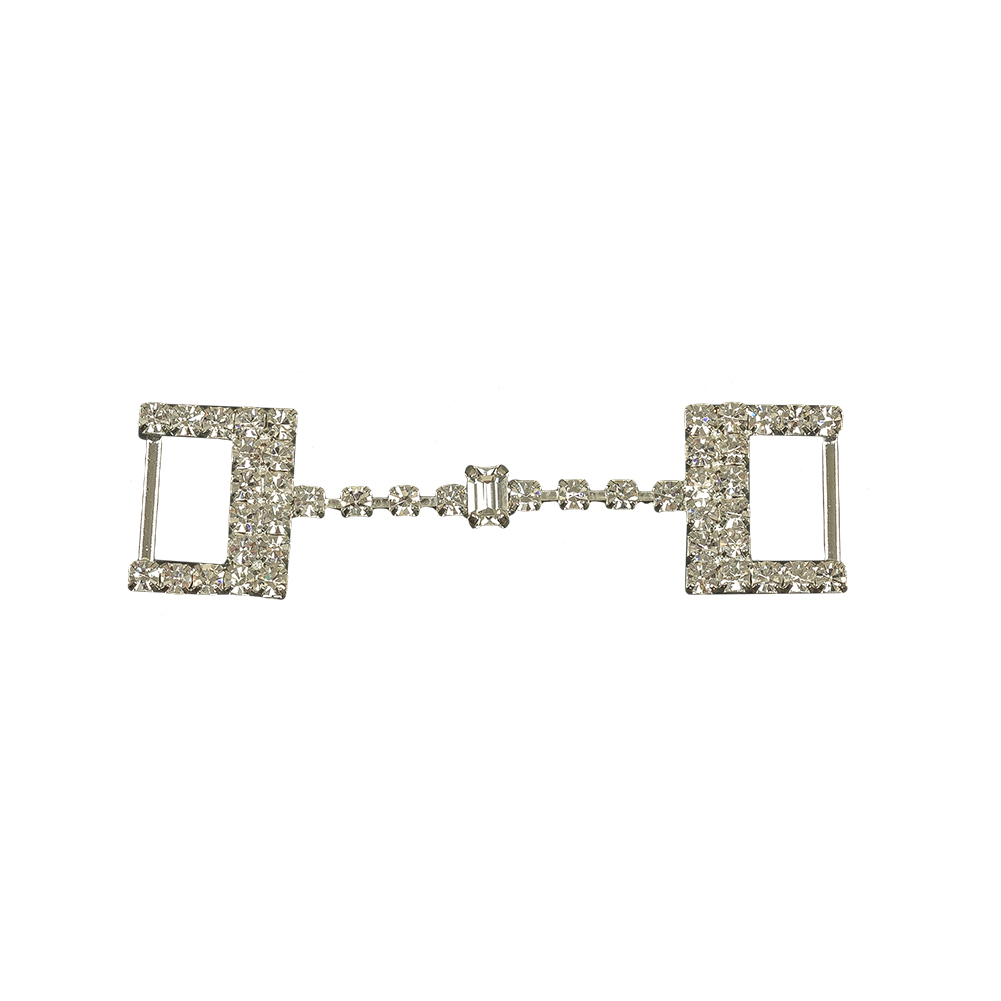 Vintage Czech Crystal Rhinestones and Silver Metal Dress Trim Ornament – 0.75″ x 2.75″ Vintage Czech Crystal Rhinestones and Silver Metal Dress Trim Ornament – 0.75″ x 2.75″