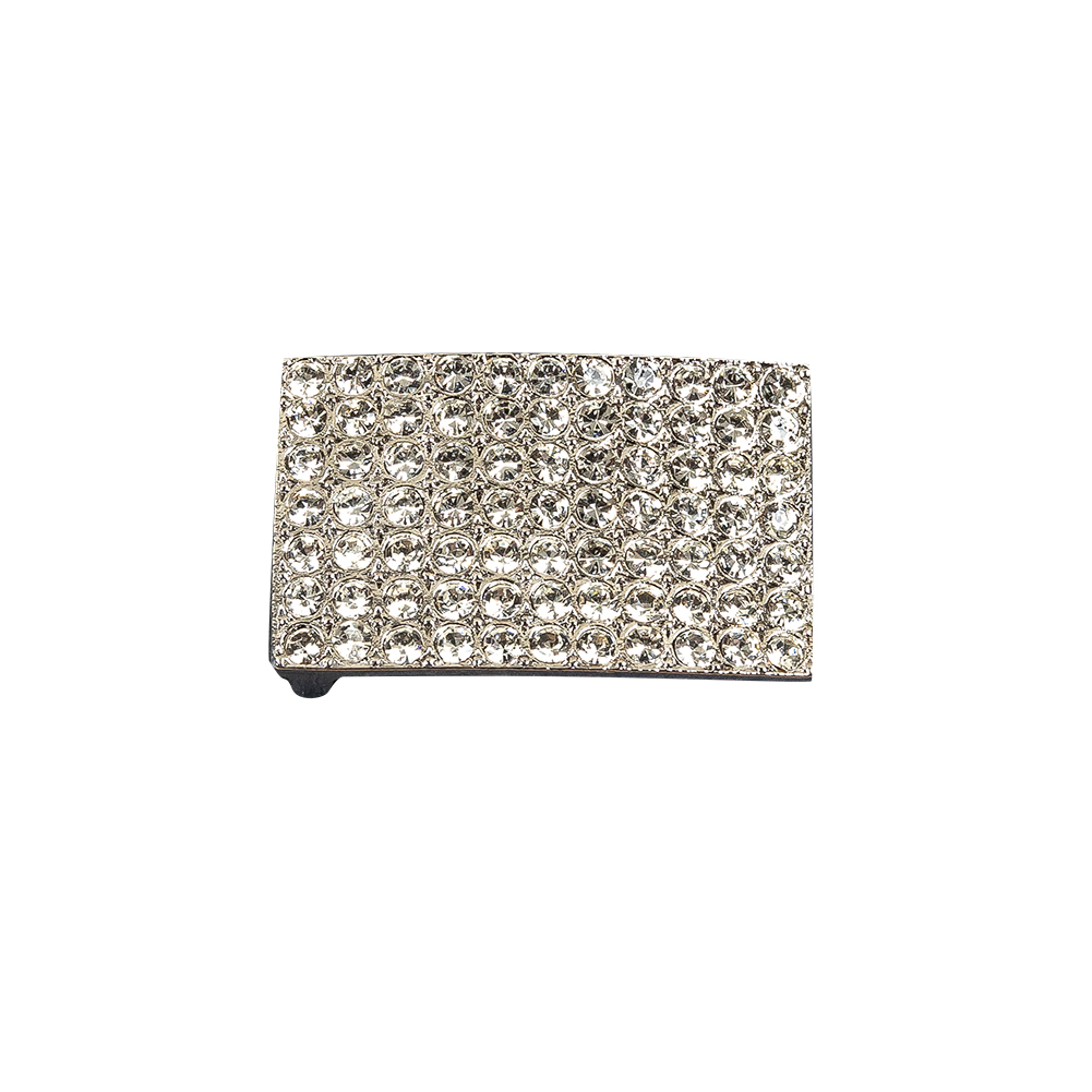 Vintage Crystal Rhinestone and Silver Rectangular Buckle – 1.125″ x 2″ Vintage Crystal Rhinestone and Silver Rectangular Buckle – 1.125″ x 2″