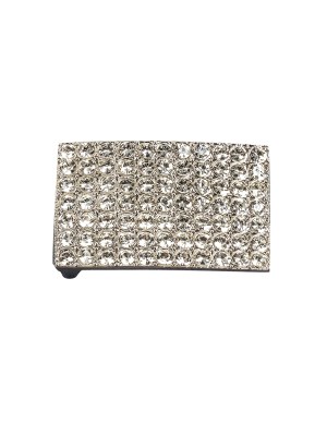 Vintage Crystal Rhinestone and Silver Rectangular Buckle – 1.125″ x 2″ Vintage Crystal Rhinestone and Silver Rectangular Buckle – 1.125″ x 2″