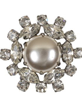 Vintage Crystal Rhinestones and Pearl Finished Open Framework Button – 55L/35mm Vintage Crystal Rhinestones and Pearl Finished Open Framework Button – 55L/35mm