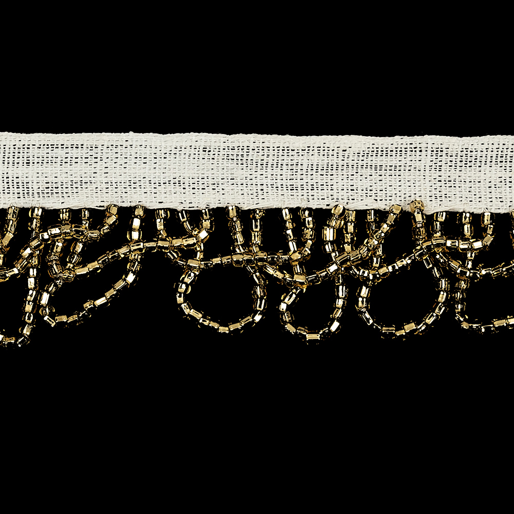 Vintage Gold Small Looped Bugle Beaded Fringe - 1"