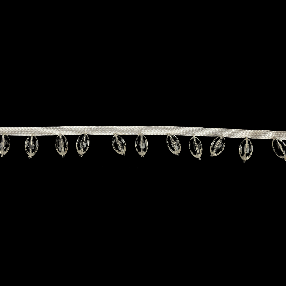 Vintage Crystal Oval Short Beaded Fringe – 1″ Vintage Crystal Oval Short Beaded Fringe – 1″