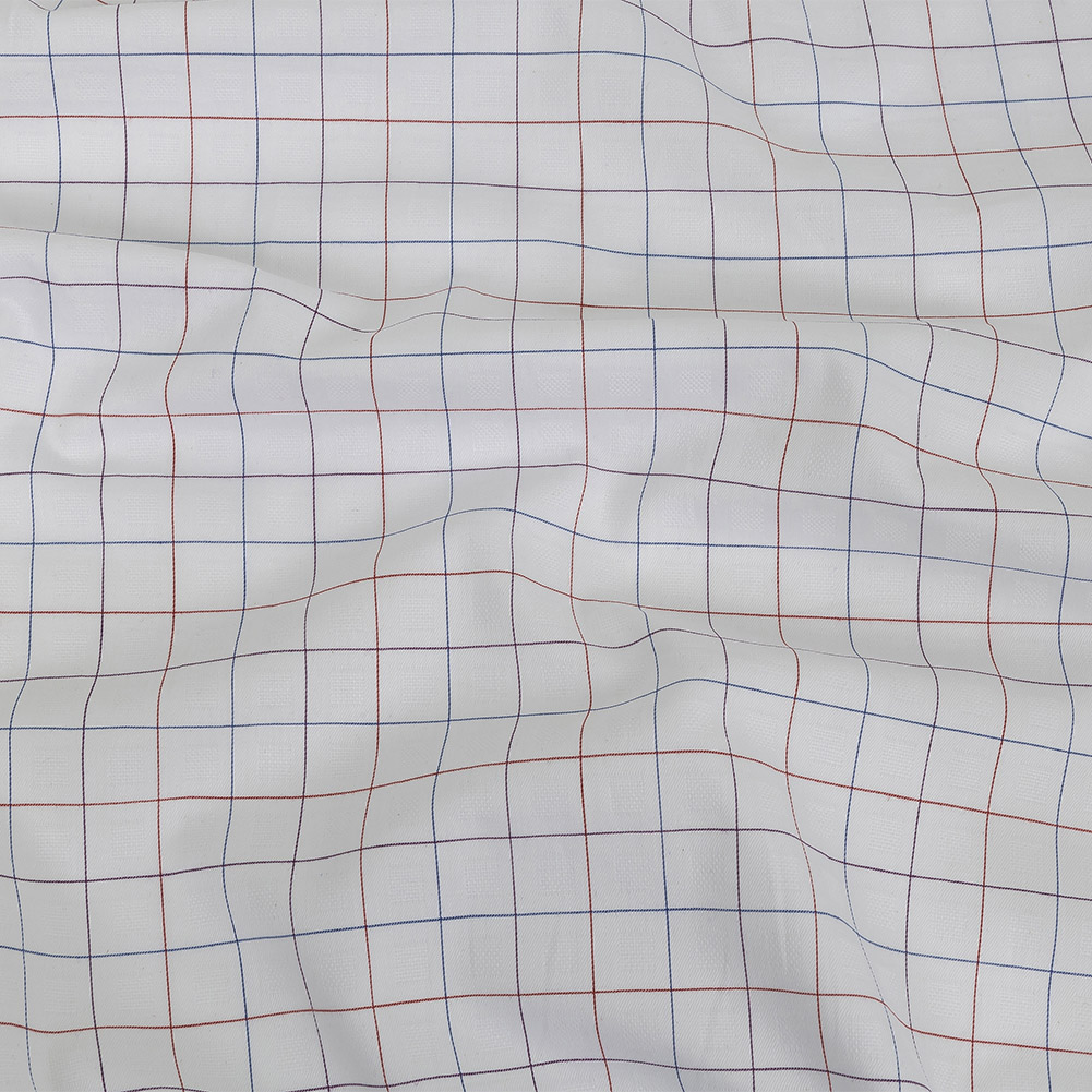 White, Adrenaline Rush and Nebulas Blue Gridded Checks Cotton Shirting White, Adrenaline Rush and Nebulas Blue Gridded Checks Cotton Shirting