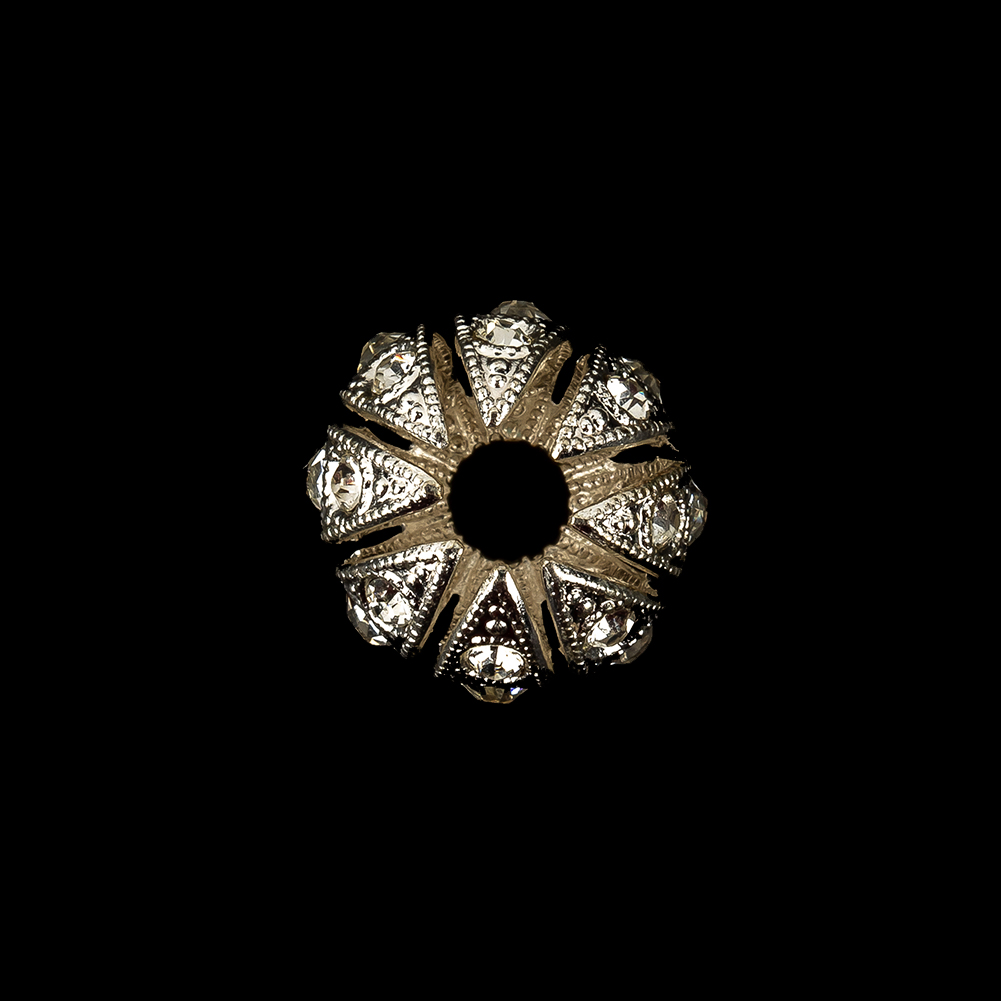 Vintage Czech Crystal Rhinestones and Decadent Silver Abstract Ornament – 28L/18mm Vintage Czech Crystal Rhinestones and Decadent Silver Abstract Ornament – 28L/18mm