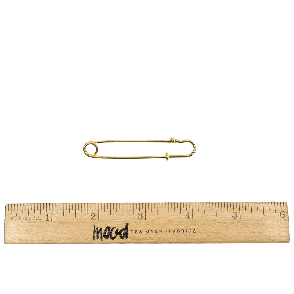 Vintage Czech Gold Decorative Safety Pin - 2.5"