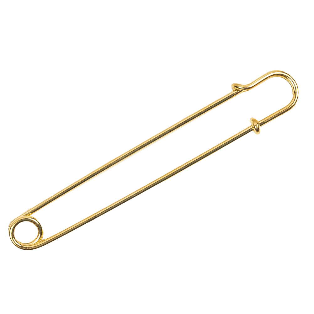Vintage Czech Gold Large Decorative Safety Pin - 3.25"