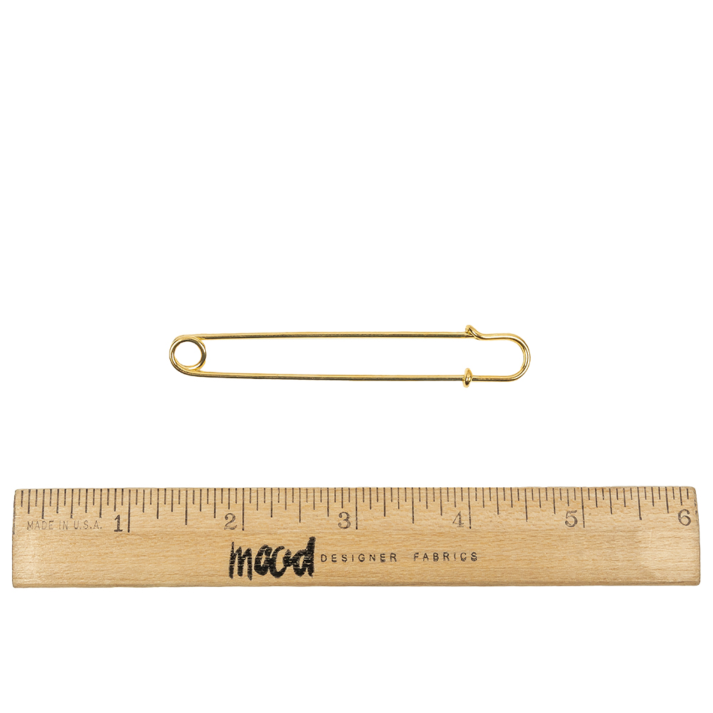 Vintage Czech Gold Large Decorative Safety Pin - 3.25"