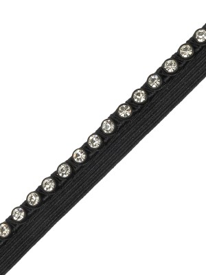 Vintage Crystal and Black Stretch Rhinestone Piping – 0.375″ Vintage Crystal and Black Stretch Rhinestone Piping – 0.375″