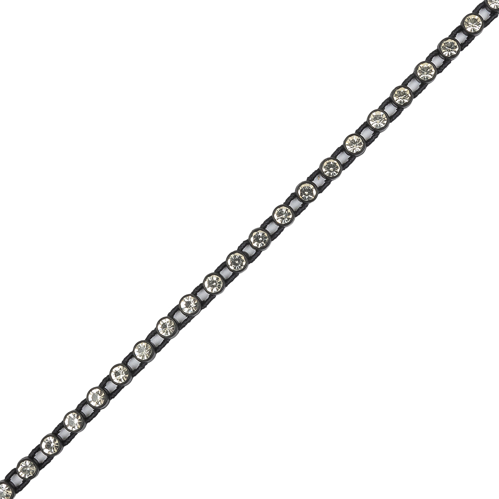 Vintage Crystal and Black Stretch Rhinestone Trimming – 4mm Vintage Crystal and Black Stretch Rhinestone Trimming – 4mm
