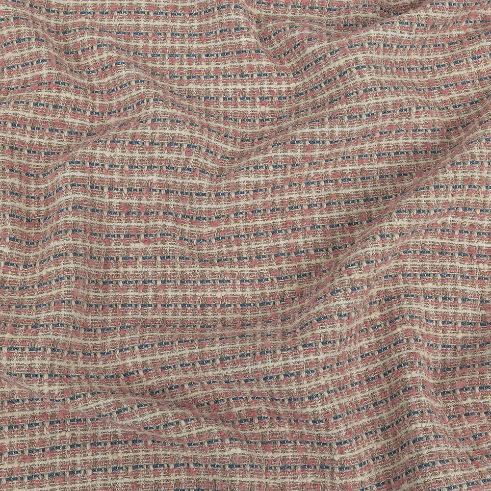 Italian Light Pink, Riviera and Metallic Silver Cotton Tweed Italian Light Pink, Riviera and Metallic Silver Cotton Tweed