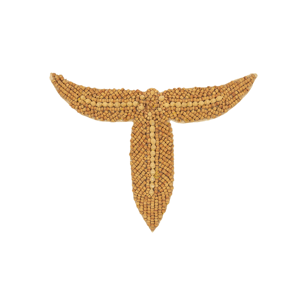 Vintage Tan and Natural Leaf Trio Wood Beaded Applique – 4.25″ x 5.5″ Vintage Tan and Natural Leaf Trio Wood Beaded Applique – 4.25″ x 5.5″