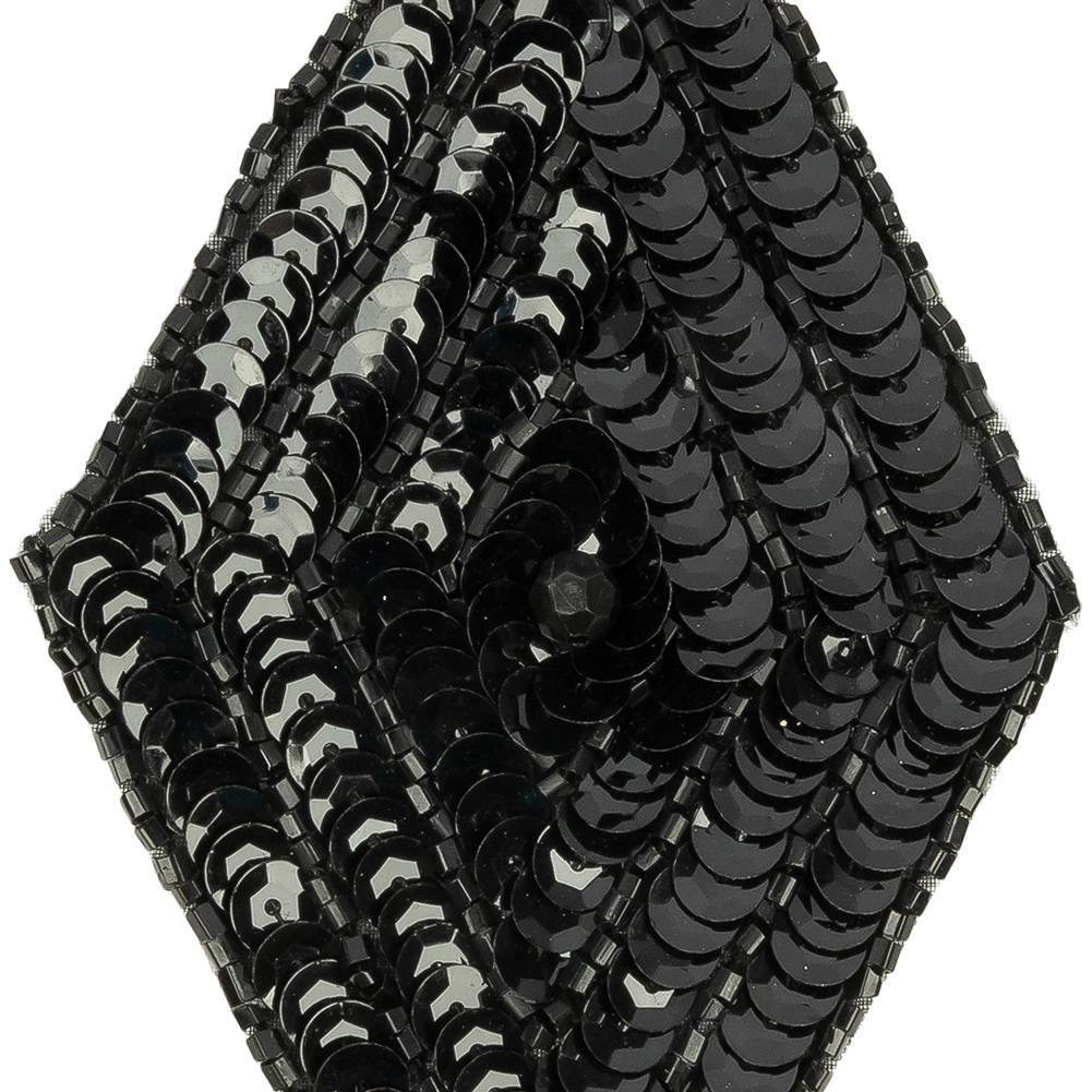 Vintage Black Sequins and Beaded Diamond Applique – 5″ x 2.75″ Vintage Black Sequins and Beaded Diamond Applique – 5″ x 2.75″