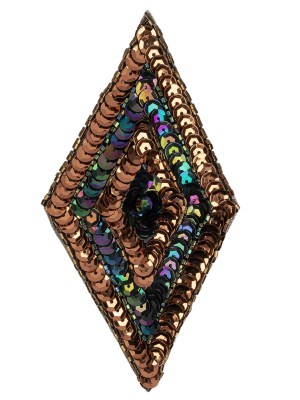 Vintage Bronze and Black Iris Sequins and Beaded Diamond Applique – 5″ x 2.75″ Vintage Bronze and Black Iris Sequins and Beaded Diamond Applique – 5″ x 2.75″