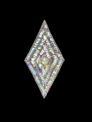Vintage Crystal Confetti Sequins and Silver-lined Beaded Diamond Applique – 5″ x 2.75″ Vintage Crystal Confetti Sequins and Silver-lined Beaded Diamond Applique – 5″ x 2.75″