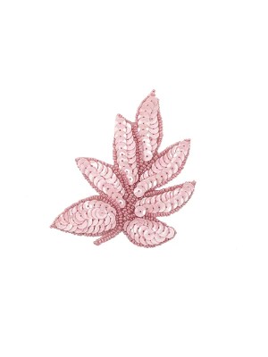 Vintage Pink Sequins and Pink-lined Beaded Leaf Applique – 4″ X 3″ Vintage Pink Sequins and Pink-lined Beaded Leaf Applique – 4″ X 3″
