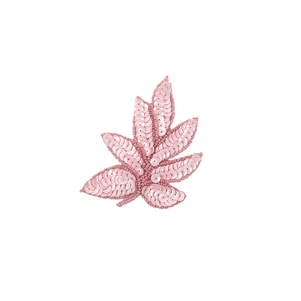 Vintage Pink Sequins and Pink-lined Beaded Leaf Applique – 4″ X 3″ Vintage Pink Sequins and Pink-lined Beaded Leaf Applique – 4″ X 3″
