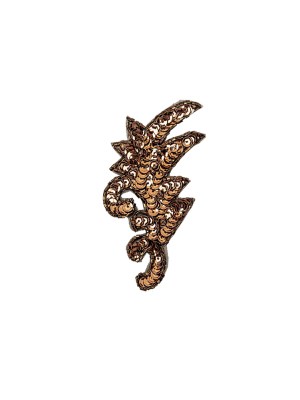 Vintage Bronze Sequins and Iridescent Chop Beaded Leaf Applique – 3.75″ x 1.75″ Vintage Bronze Sequins and Iridescent Chop Beaded Leaf Applique – 3.75″ x 1.75″