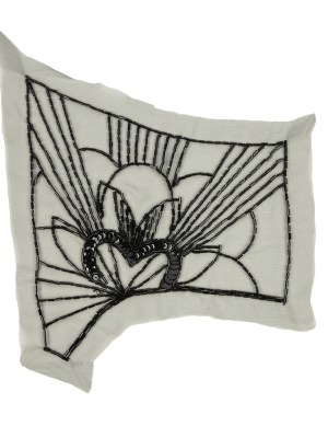 Vintage Black Floral Lines Left Glass Beaded Sheer Panel Applique – 7.5″ x 6.75″ Vintage Black Floral Lines Left Glass Beaded Sheer Panel Applique – 7.5″ x 6.75″